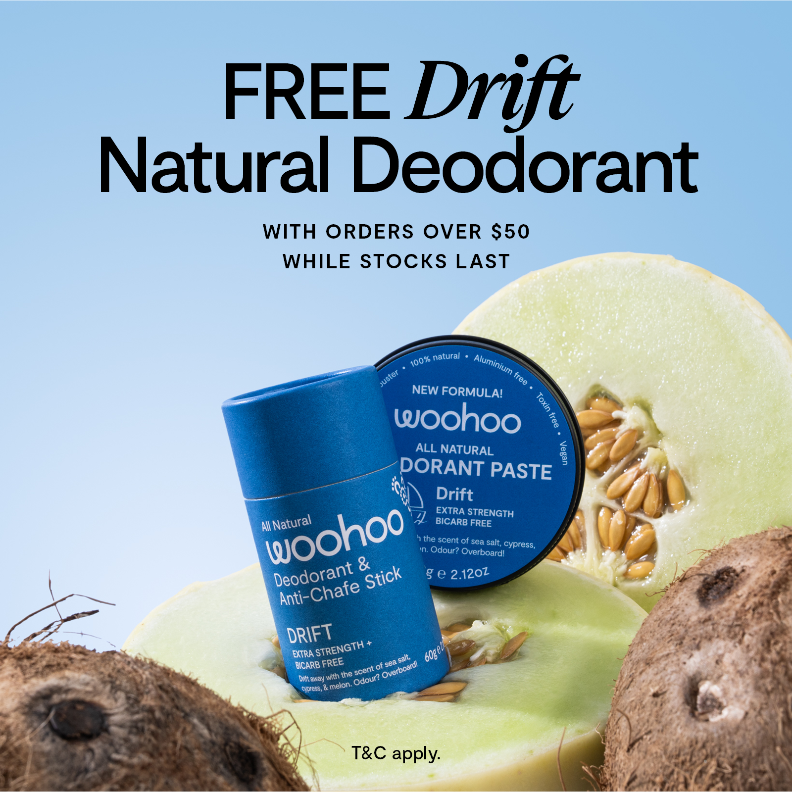 Free “Drift” Natural Deodorant with orders over $50