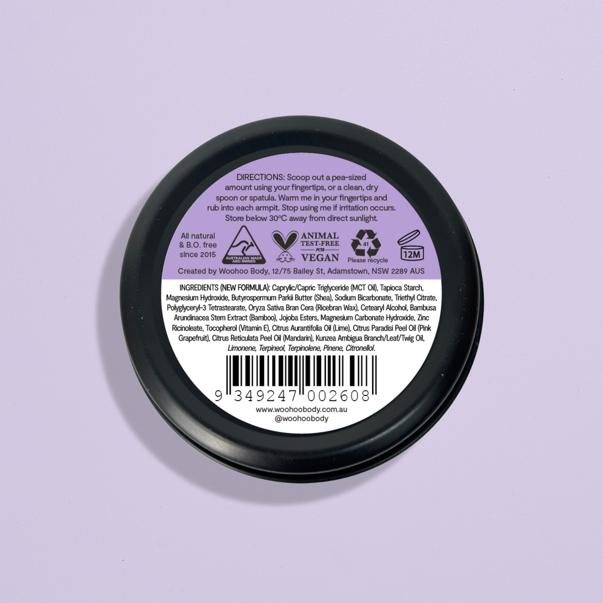 Woohoo All Natural Deodorant Paste (Pop) 60g - NEW FORMULA