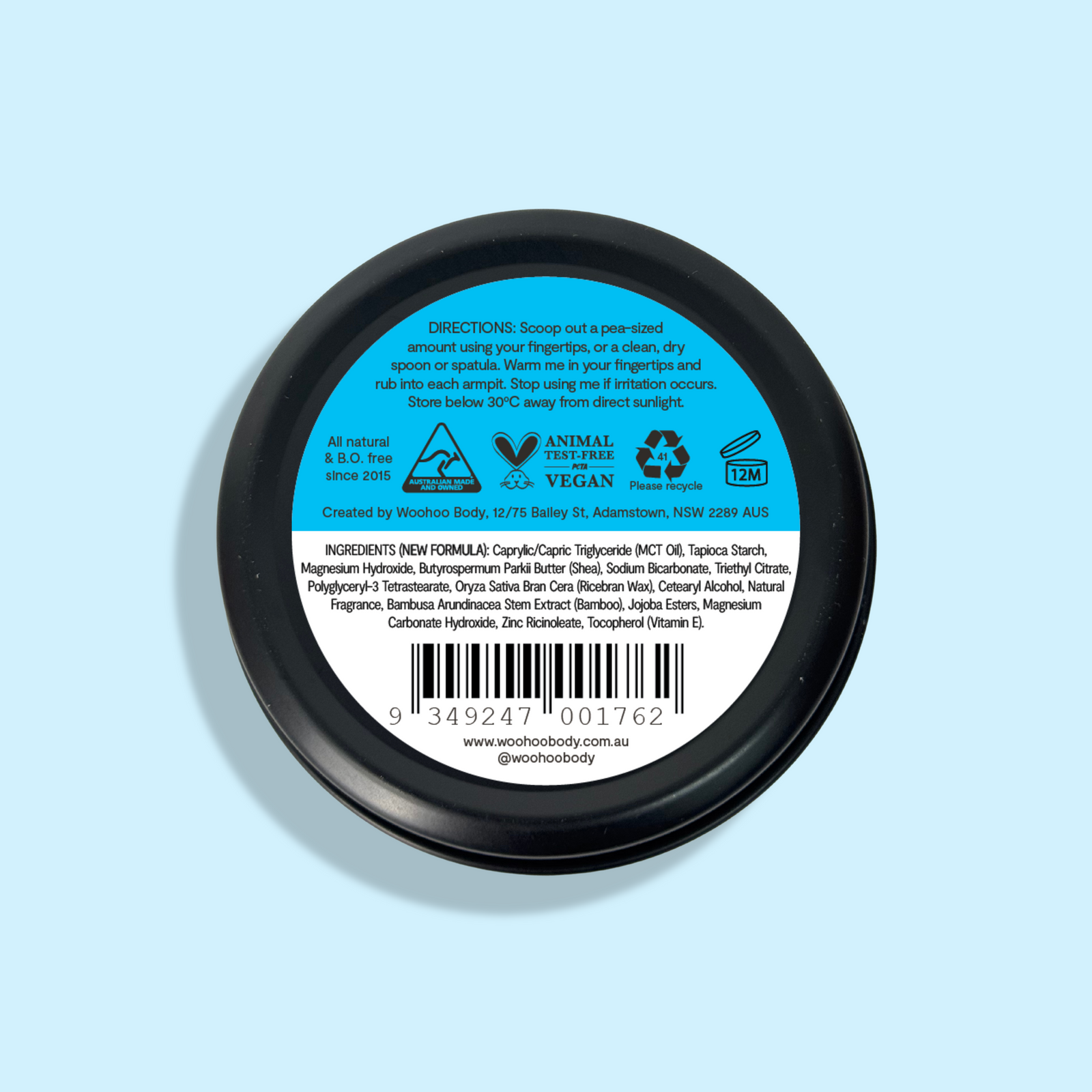 Woohoo All Natural Deodorant Paste (Surf) 60g - NEW FORMULA