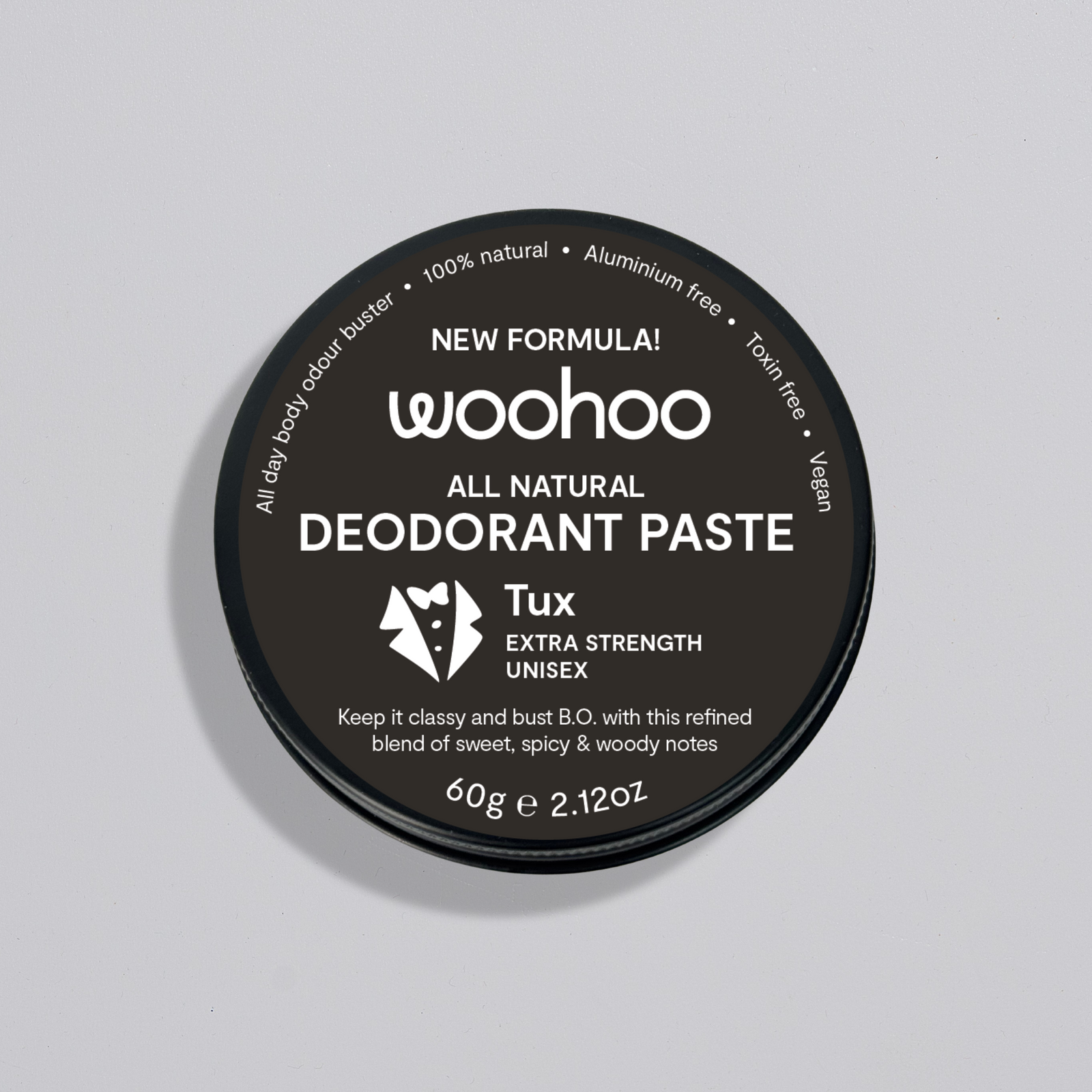 Woohoo All Natural Deodorant Paste (Tux) 60g - NEW FORMULA