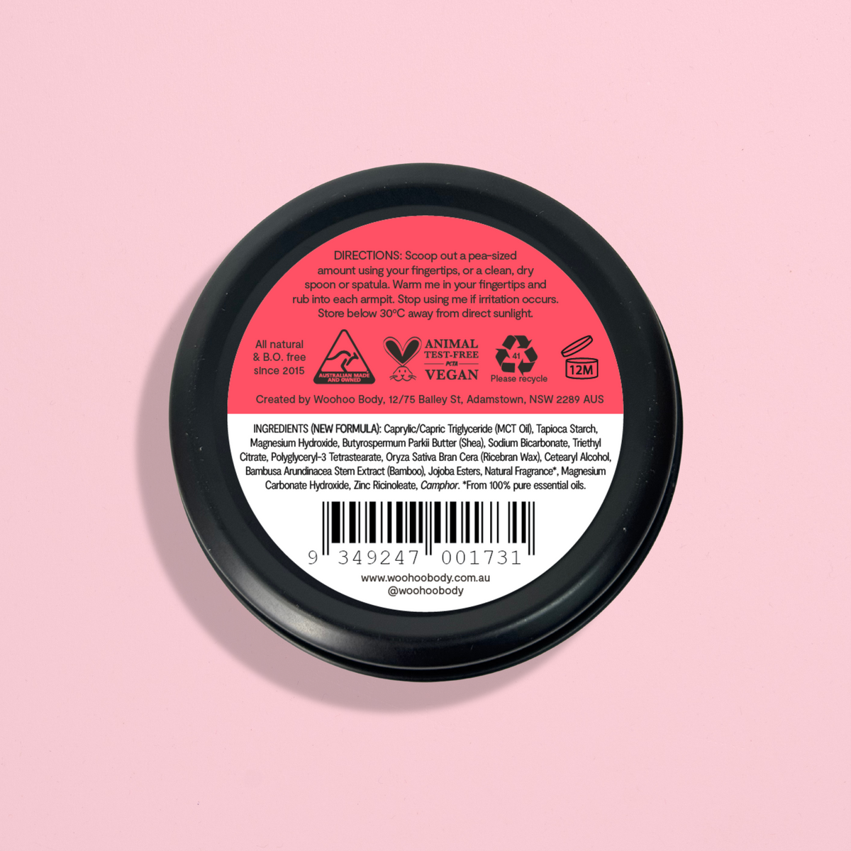 Woohoo All Natural Deodorant Paste (Urban) 60g - NEW FORMULA