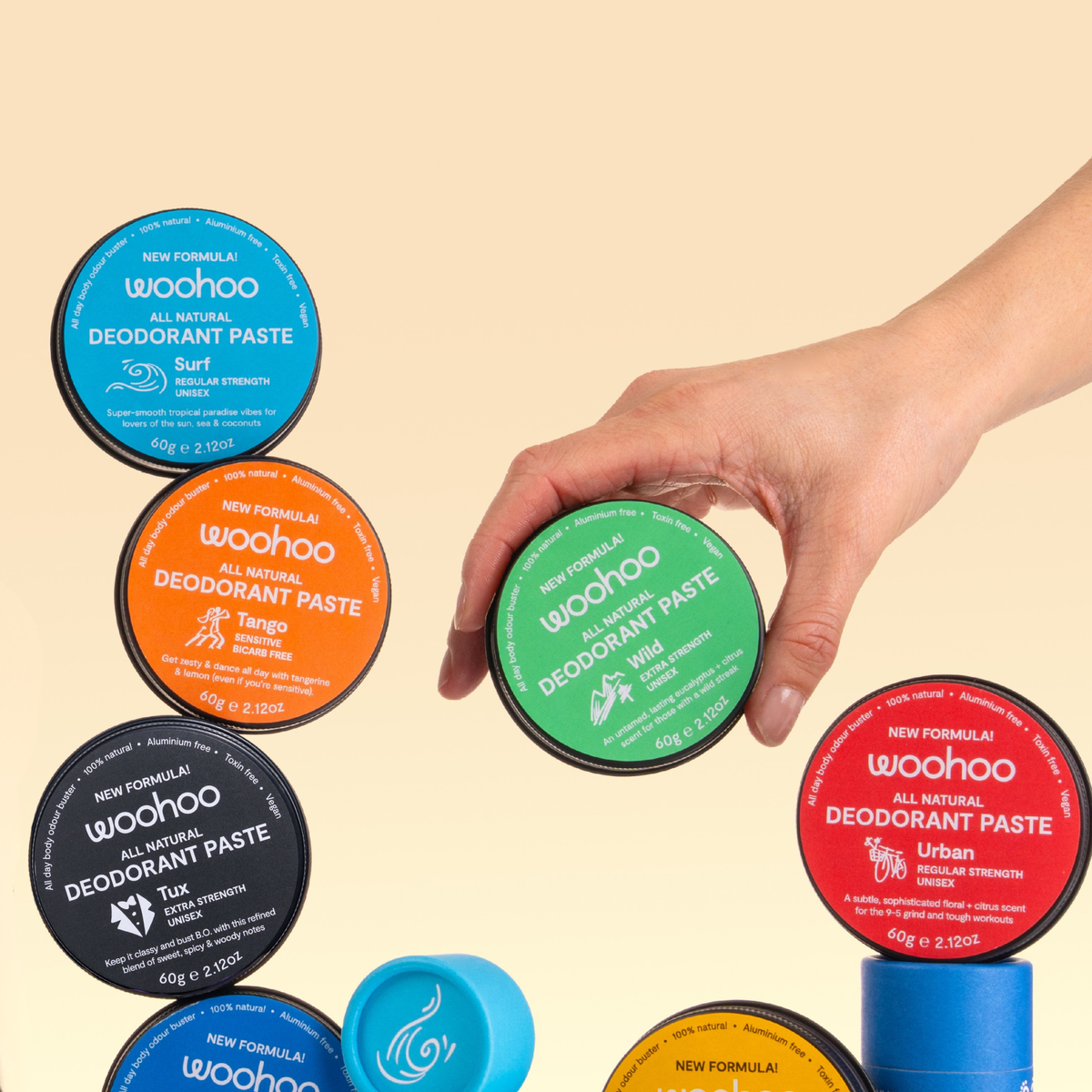 Woohoo Natural Deodorant Family Pack (6 x Pastes)