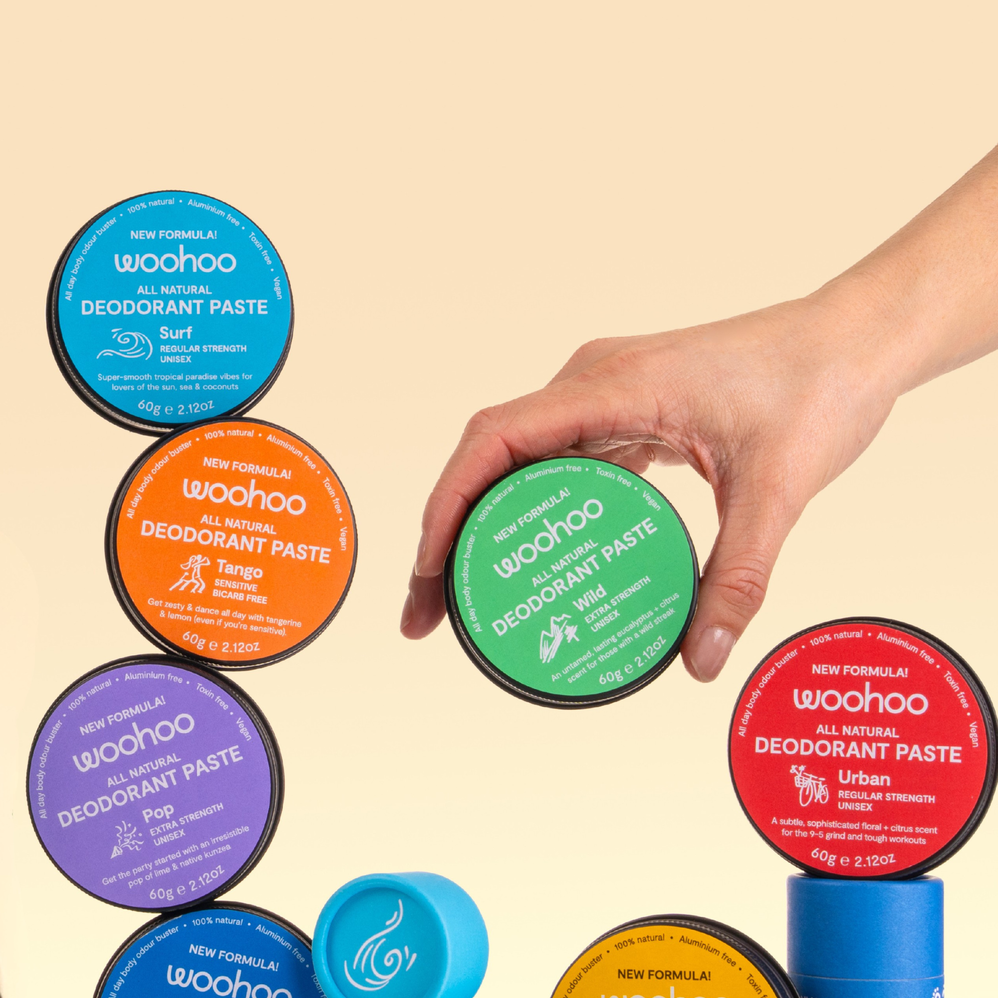Woohoo Natural Deodorant Family Pack (6 x Pastes)