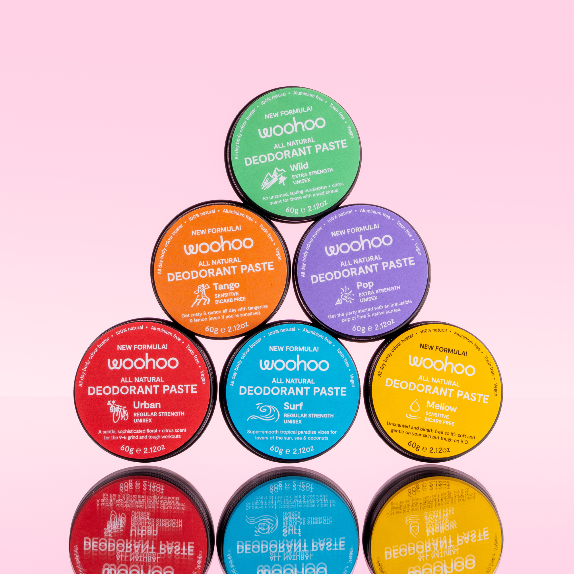 Woohoo Natural Deodorant Family Pack (6 x Pastes)